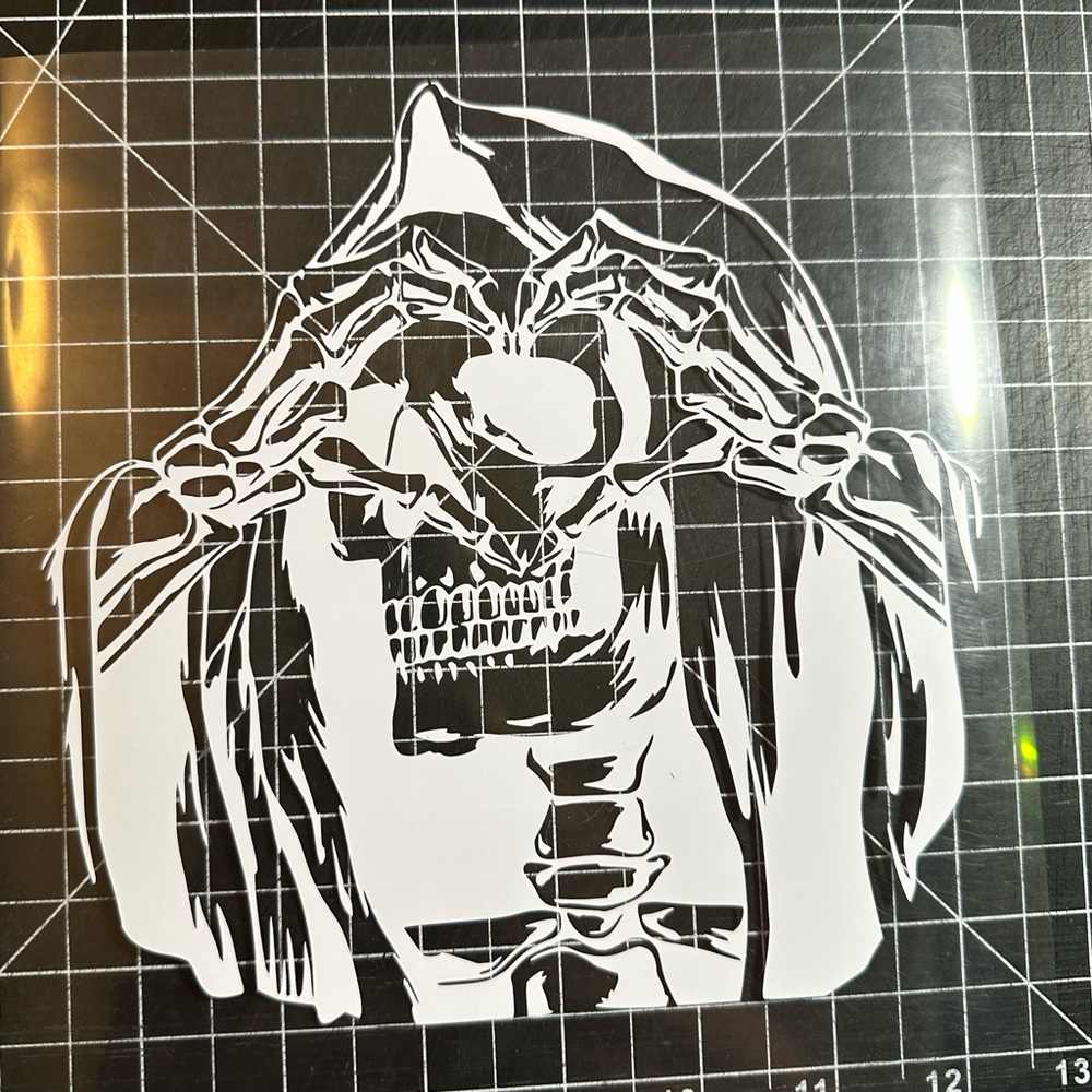 Skull with heart car decal